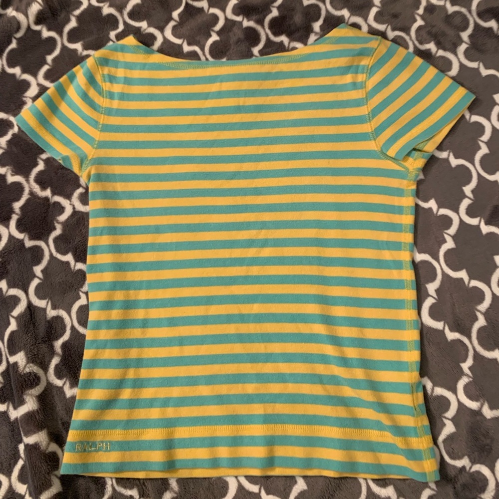 yellow and blue striped cropped top